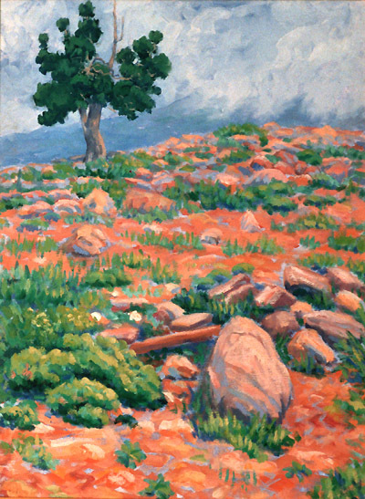 Red Earth and Solitary Tree Oil on Canvas