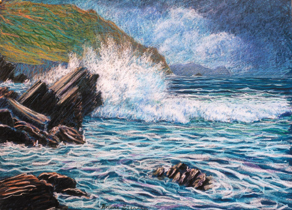 On Clogher Beach 2 Painting:: Oil Pastel