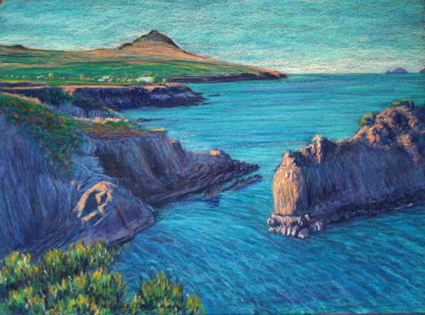 View from Dun an Oir Painting:: Oil Pastel