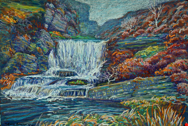 Waterfall, North Wales 2 Oil pastel