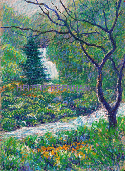 Forest Waterfall 41 Oil pastel