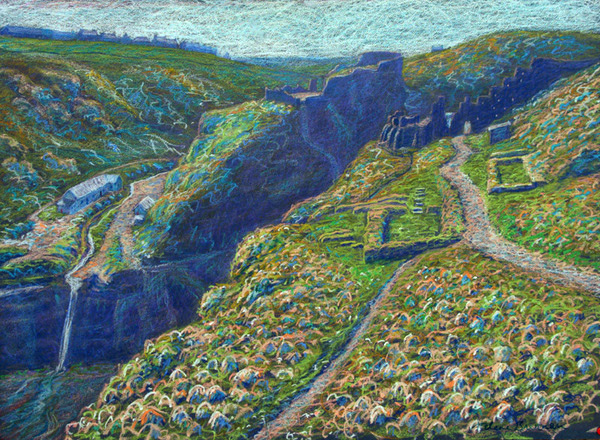 Tintagel, Cornwall Painting:: Oil Pastel