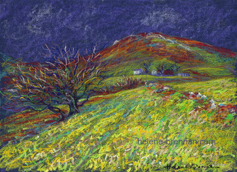 North Wales Landscape Painting:: Oil Pastel