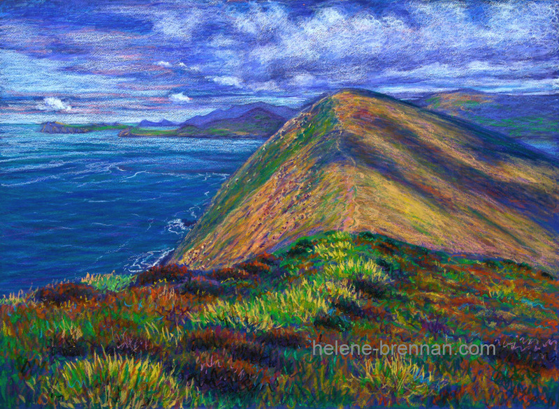 Walking the Ridge on Great Blasket Island Painting: Oil pastel on paper