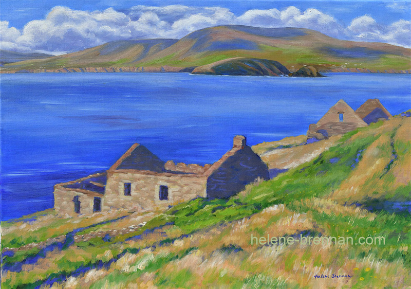 Blasket Island Homes 7435 Painting: Oil painting on canvas