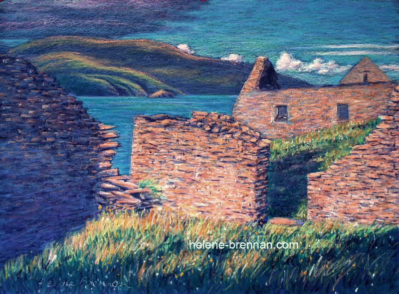 Blasket Ruins Painting:: Oil Pastel