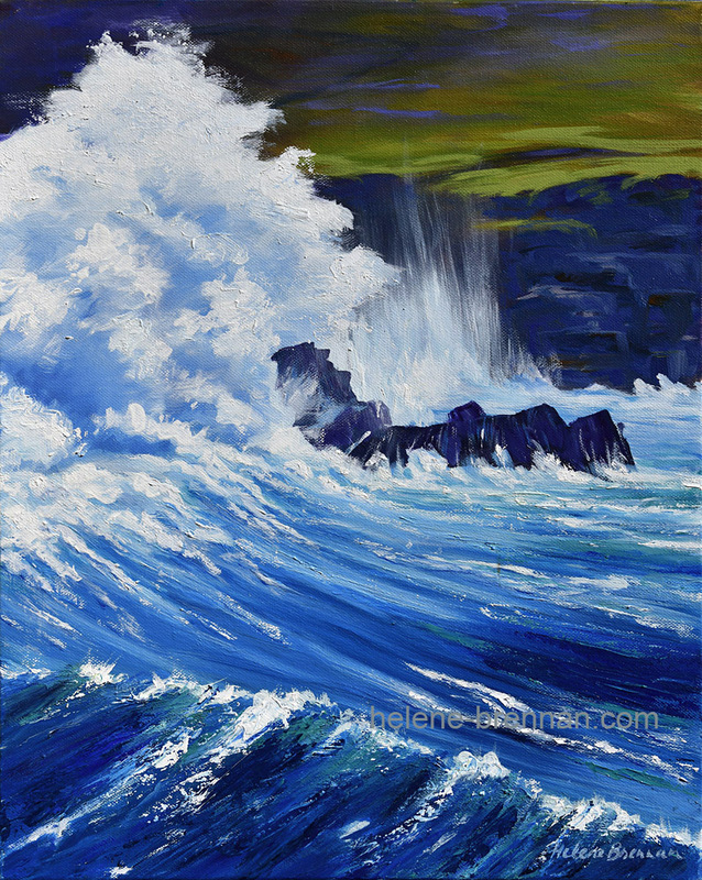 Crashing on the Rocks at Clogher 7439 Painting: Oil painting on canvas