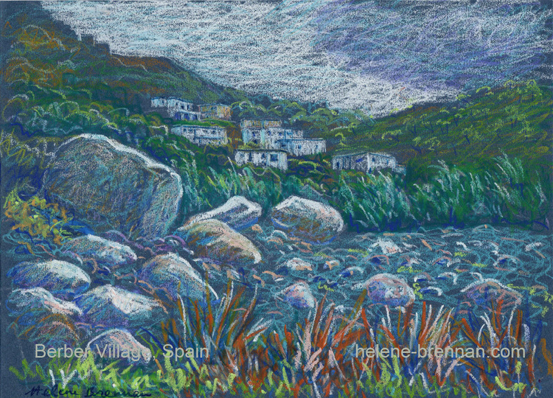 Berber Village 129 Painting:: Oil Pastel