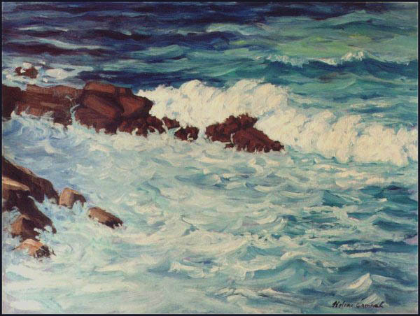 Waves on the Rocks at Cuas, Dingle Peninsula Painting: Oil Painting