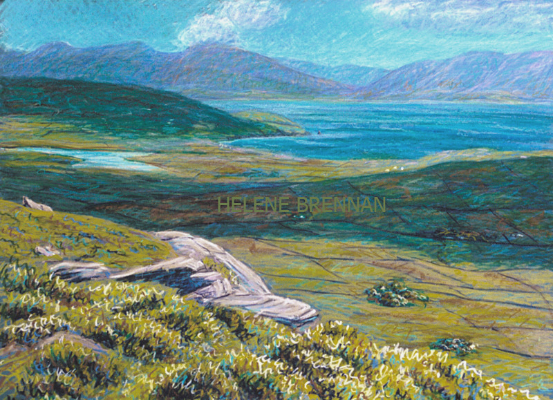 View Across Dingle Bay with Searrach Painting:: Oil Pastel