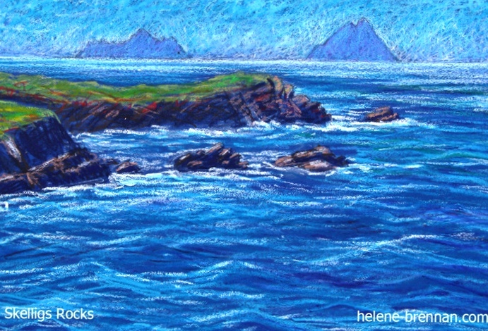 Skellig Rocks 13 Painting:: Oil Pastel