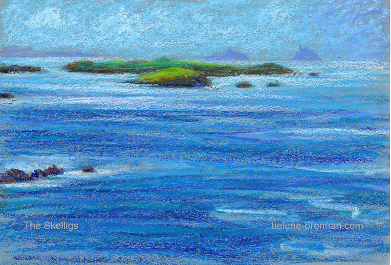 Skellig Rocks Painting:: Oil Pastel