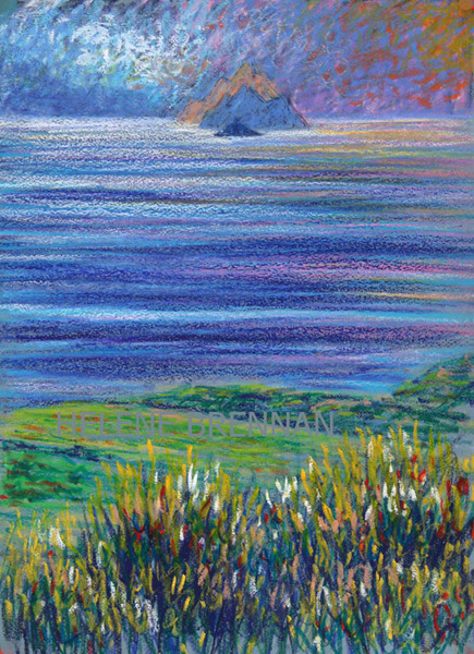 The Three Skelligs Oil pastel