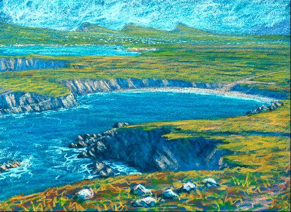 Clogher beach and Three Sisters Painting:: Oil Pastel