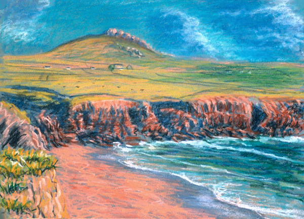 On Clogher Beach Painting:: Oil Pastel