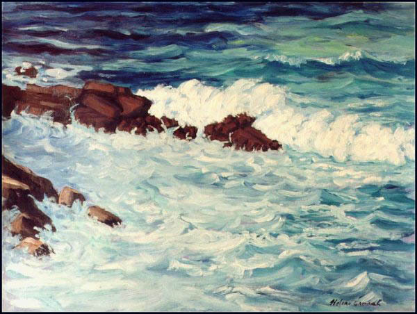 Waves on the Rocks at Cuas, Dingle Peninsula Painting: Oil Painting
