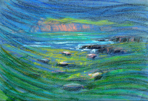 Storm at Sybil Head Painting:: Oil Pastel