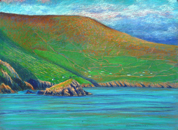 Dunmore Head from Great Blasket Island Painting:: Oil Pastel