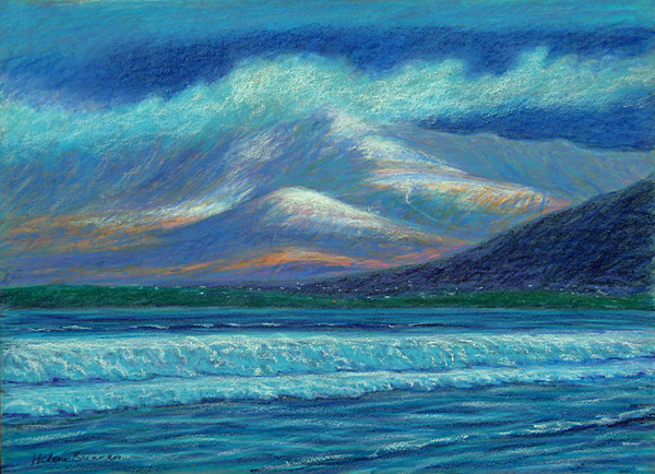 Mount Brandon Snow Capped Painting:: Oil Pastel