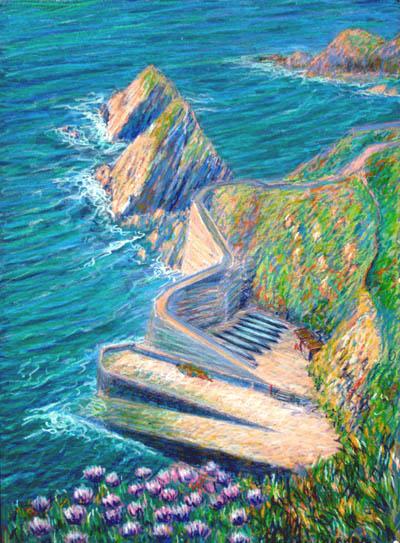 Dunquin Pier 2 Painting:: Oil Pastel