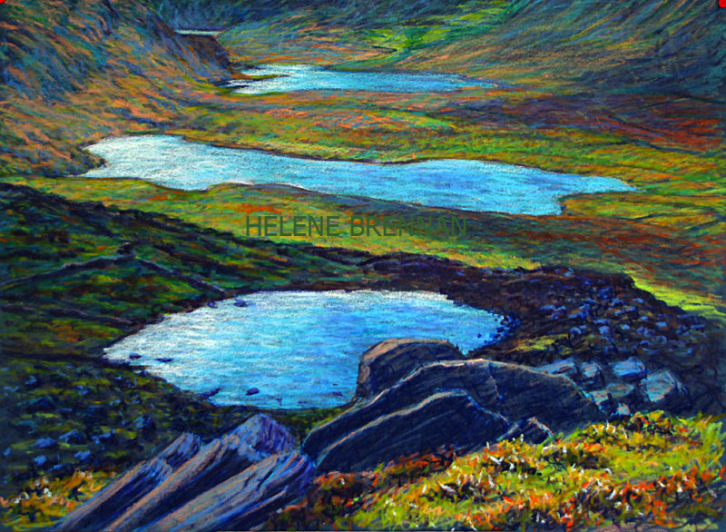 Painting of Conor Pass with Lakes Painting:: Oil Pastel