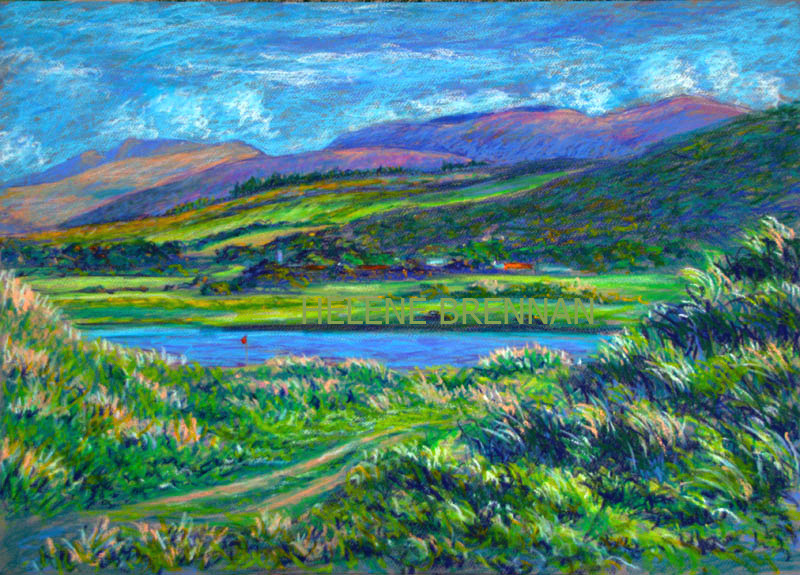 View from Castlegregory Golf Club Painting:: Oil Pastel