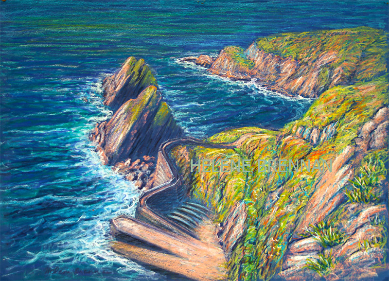 Dunquin Pier Painting:: Oil Pastel