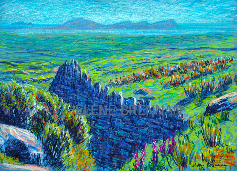 View from Foot of Mount Brandon Painting:: Oil Pastel