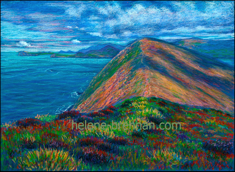 On Great Blasket Island viewing the mainland Painting:: Oil Pastel