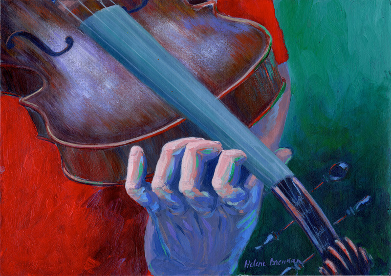 Fiddle hand acrylic painting