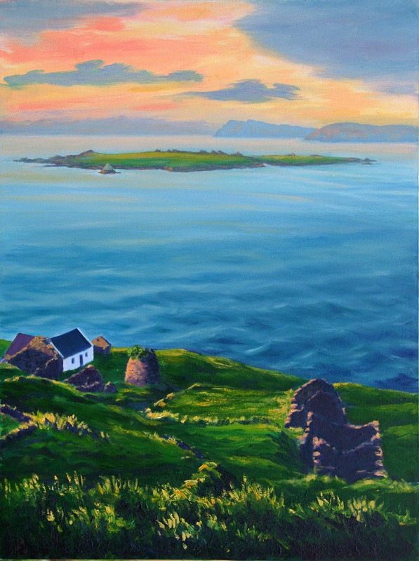 Sunset on Great Blasket and Beginish Oil on Canvas