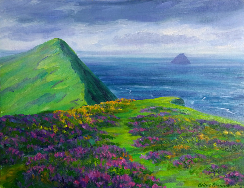 On Great Blasket Island viewing An Tiaracht Oil on Canvas