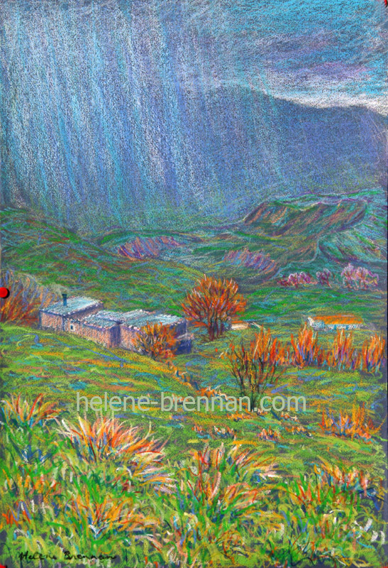 Alpujarras Shower Painting:: Oil Pastel