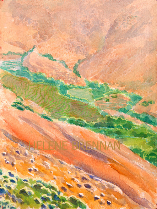 High Atlas Mountain Scape 038 Watercolour