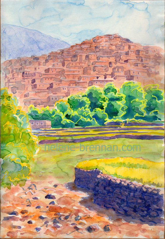 High Atlas Village Watercolour