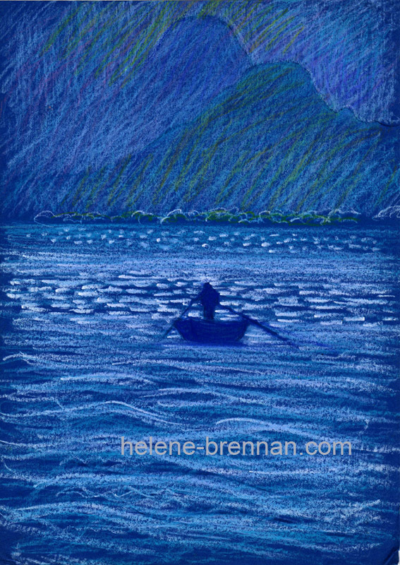 Boatman, Antalya Evening Painting:: Oil Pastel