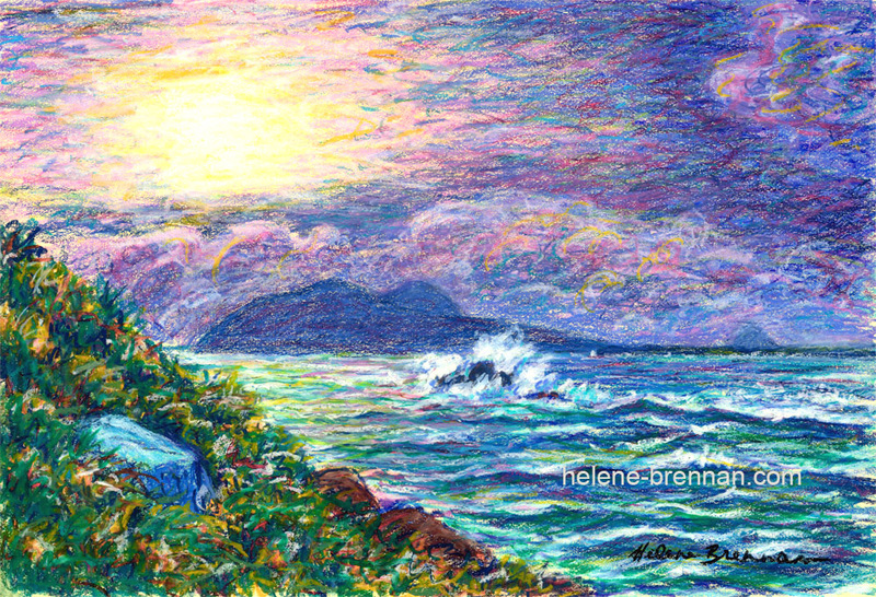 Blasket Island from Ballyickeen Painting:: Oil Pastel