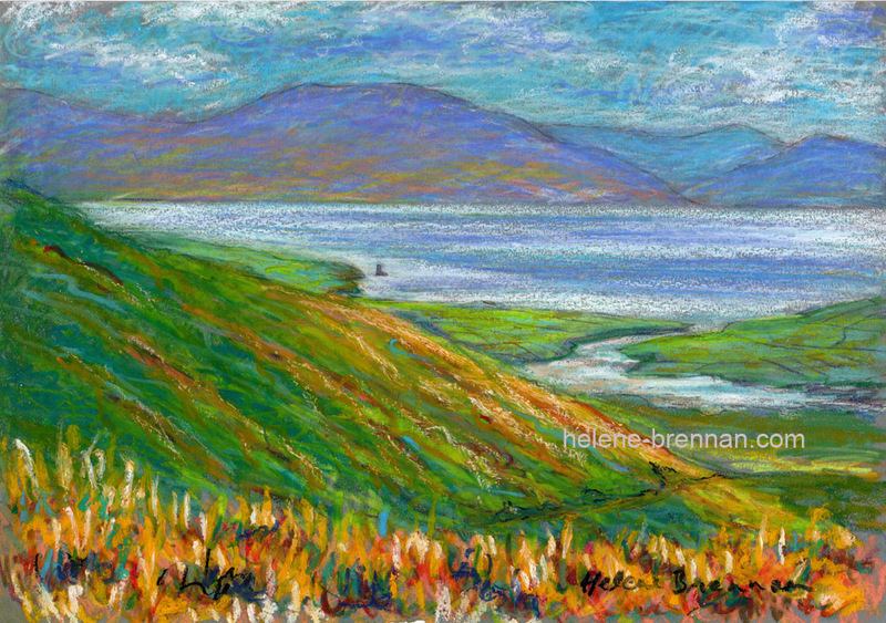 Dingle Bay from Conor Pass Painting:: Oil Pastel