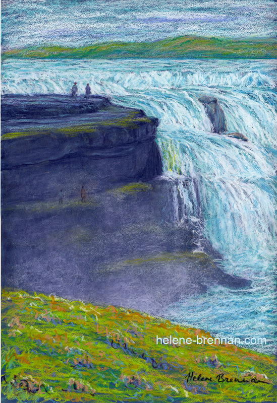 Gullfoss Waterfall 2 Painting:: Oil Pastel