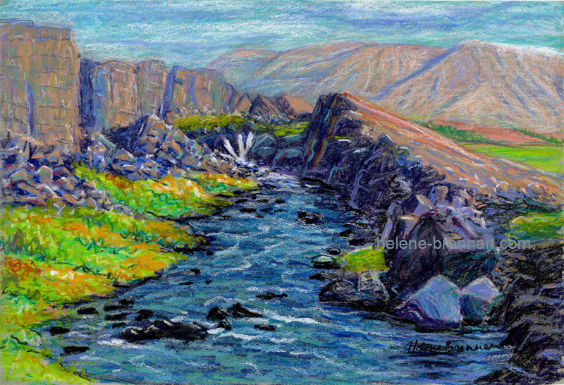 Oxará River, Thingvellir Painting:: Oil Pastel