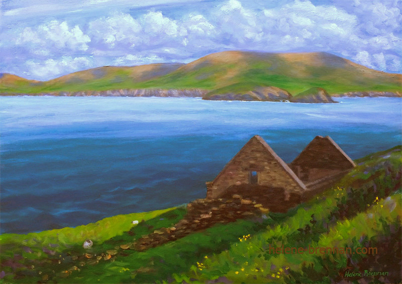 On Great Blasket Island viewing the mainland Oil on Canvas