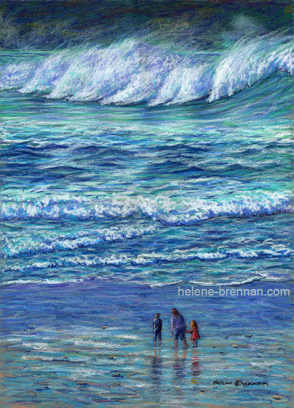Clogher Waves with Family Painting:: Oil Pastel