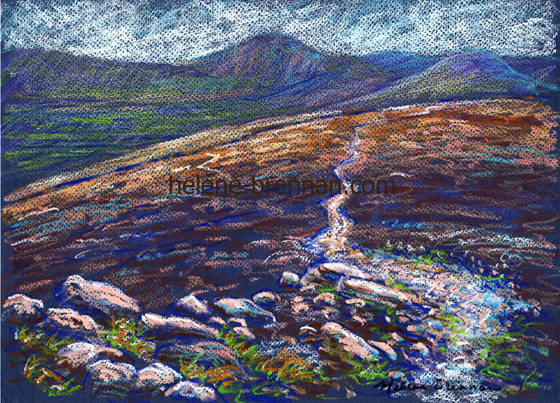 View from Win Hill Painting:: Oil Pastel