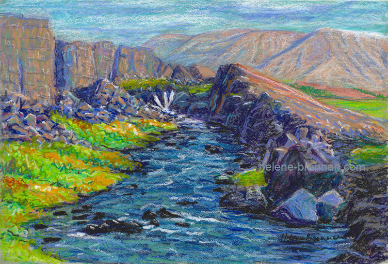 Oxará River, Thingvellir Painting:: Oil Pastel