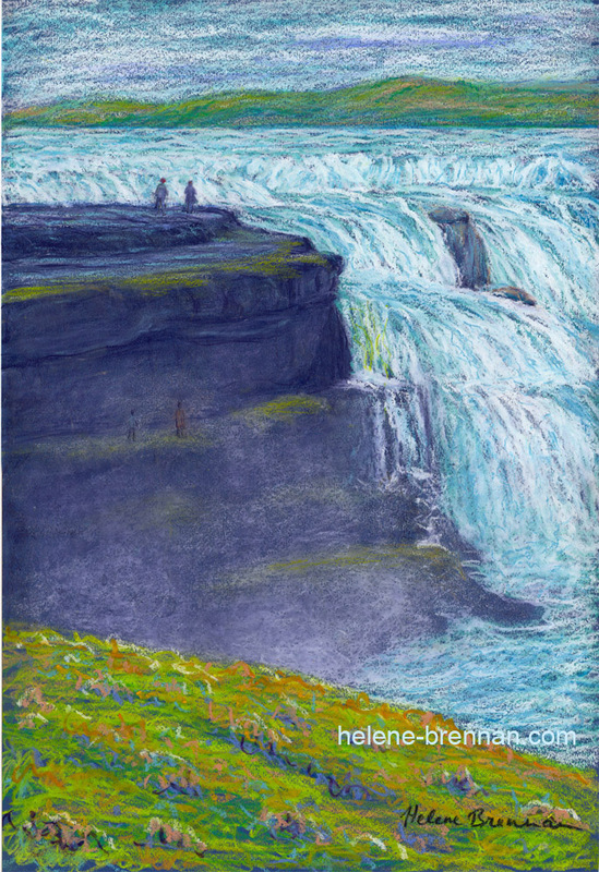 Gullfoss Waterfall 2 Painting:: Oil Pastel