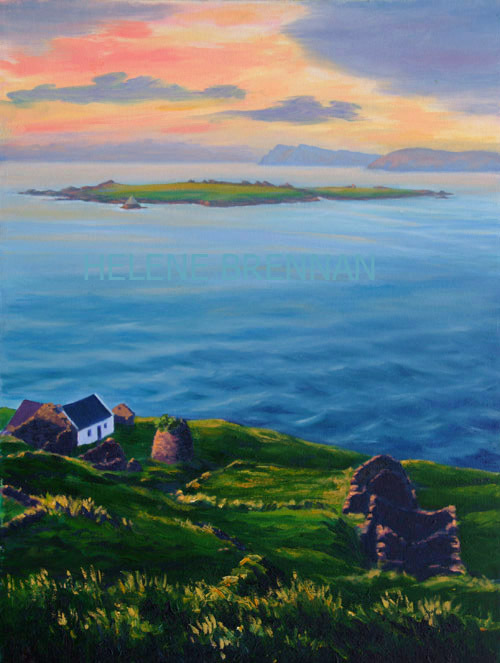 Evening Sun on Gt Blasket and Beginish Oil on Canvas