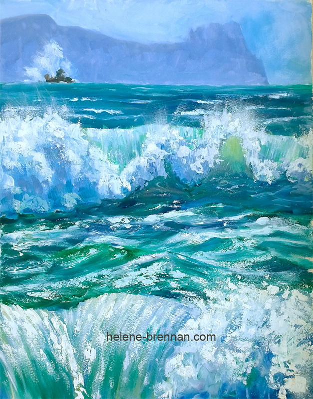 Sleeping Giant and Stormy Sea Oil on Canvas