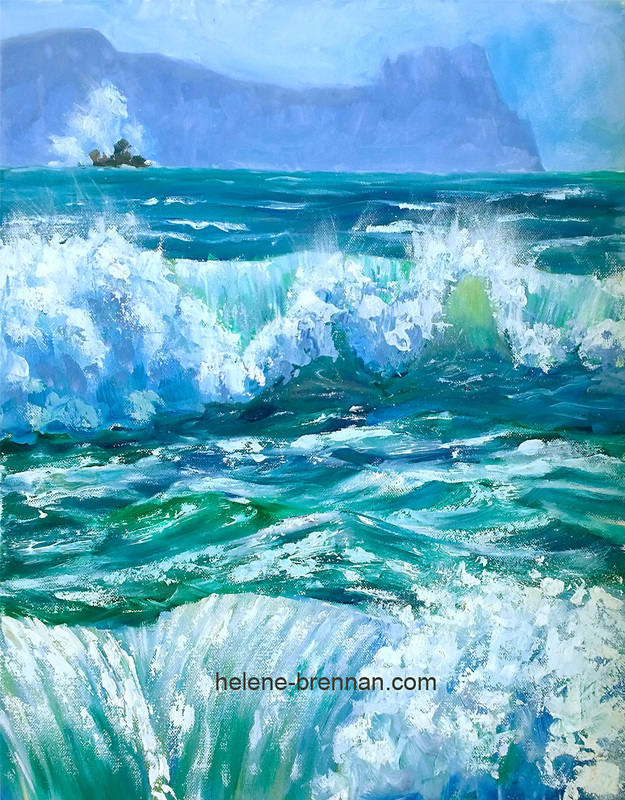 Sleeping Giant with Stormy Sea Oil on Canvas