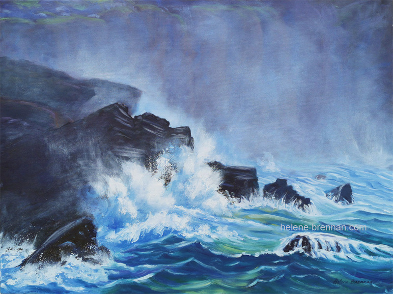 Breaking on the Rocks Oil on Canvas