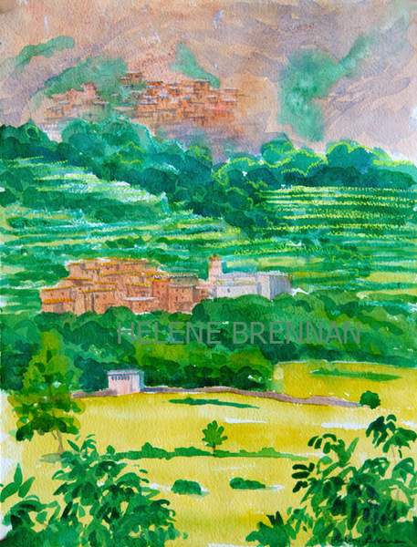 Rural Dwellings, High Atlas Mountains Watercolour